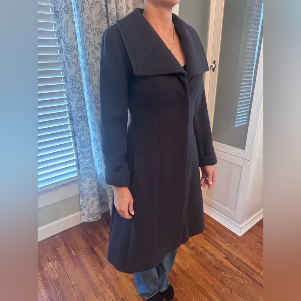 Reiss Navy Tailored Wool Angel Coat XS - Picture 4 of 11